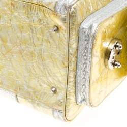 Versace Gold/Silver Ceramic Effect Leather Snap Out Of It Satchel