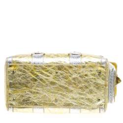 Versace Gold/Silver Ceramic Effect Leather Snap Out Of It Satchel