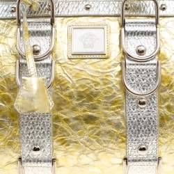 Versace Gold/Silver Ceramic Effect Leather Snap Out Of It Satchel
