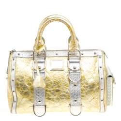Versace Gold/Silver Ceramic Effect Leather Snap Out Of It Satchel