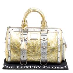 Versace Gold/Silver Ceramic Effect Leather Snap Out Of It Satchel