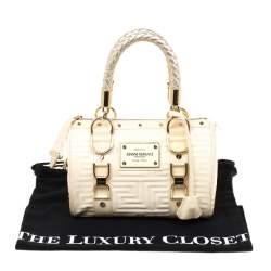 Versace Off White Quilted patent Leather Small Snap Out Of It Satchel