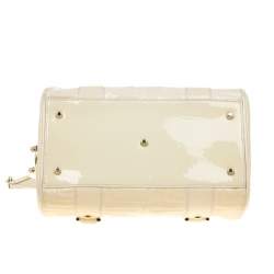 Versace Off White Quilted patent Leather Small Snap Out Of It Satchel
