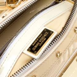Versace Off White Quilted patent Leather Small Snap Out Of It Satchel