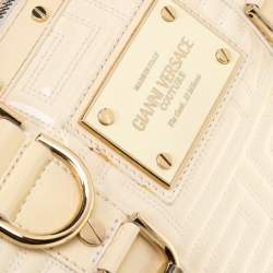 Versace Off White Quilted patent Leather Small Snap Out Of It Satchel