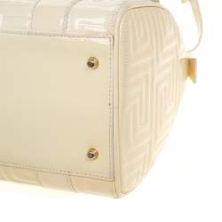 Versace Off White Quilted patent Leather Small Snap Out Of It Satchel
