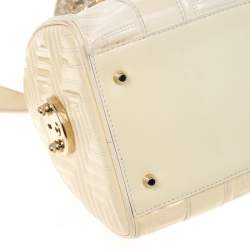 Versace Off White Quilted patent Leather Small Snap Out Of It Satchel