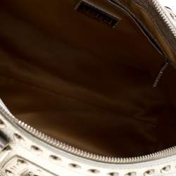 Versace Metallic Silver Leather Madonna Satchel