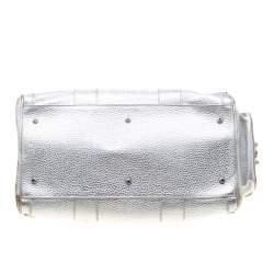 Versace Metallic Silver Leather Madonna Satchel