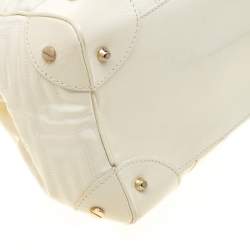 Pre Owned Versace Cream Quilted Patent Leather Snap Out Of It Satchel