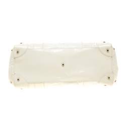 Pre Owned Versace Cream Quilted Patent Leather Snap Out Of It Satchel