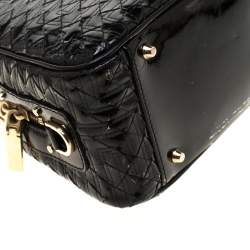 Versace Black Woven Patent Leather Snap Out Of It Satchel
