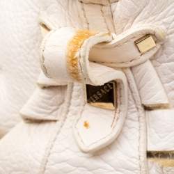 Pre Owned Versace Bag Off White Leather Dome Satchel