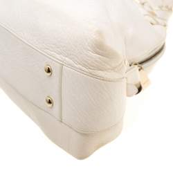 Pre Owned Versace Bag Off White Leather Dome Satchel
