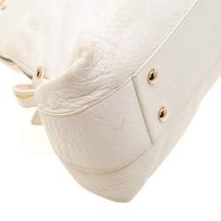 Pre Owned Versace Bag Off White Leather Dome Satchel