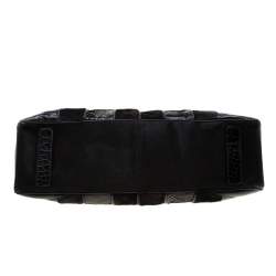 Pre Owned حقيبة فرساتشي شراشيب سويدي وشعر عجل وجلد ثعبان وجلد تمساح سوداء