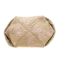Versace Beige/Pink Quilted Barocco Leather Top Handle Bag