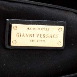 Pre Owned Versace Black/Gold Quilted Patent Leather Satchel