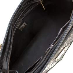 Pre Owned Versace Black/Gold Quilted Patent Leather Satchel