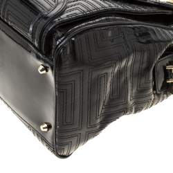 Pre Owned Versace Black/Gold Quilted Patent Leather Satchel