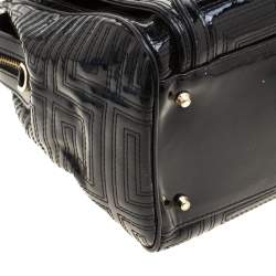 Pre Owned Versace Black/Gold Quilted Patent Leather Satchel