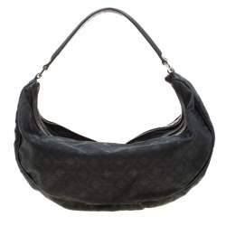 Pre Owned Versace Black Leather Hobo
