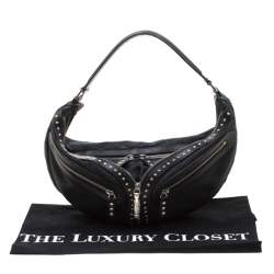 Pre Owned Versace Black Leather Hobo