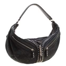 Pre Owned Versace Black Leather Hobo