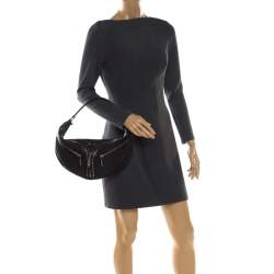 Pre Owned Versace Black Leather Hobo