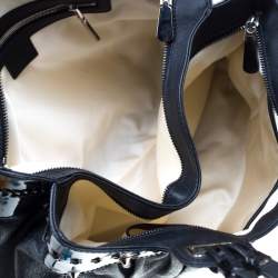 Pre Owned Versace Black Stud Leather Tote