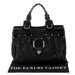 Pre Owned Versace Black Stud Leather Tote
