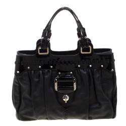 Pre Owned Versace Black Stud Leather Tote