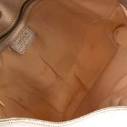 Pre Owned Versace White/Silver Signature Fabric and Leather Hobo