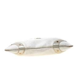 Pre Owned Versace White/Silver Signature Fabric and Leather Hobo