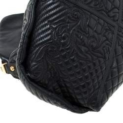 Versace Black Quilted Barocco Leather Top Handle Bag