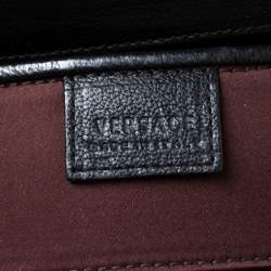 Pre Owned Versace Brown/Black Croc Embossed Patent Leather Madonna Boston Bag