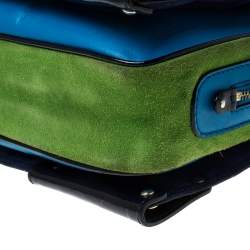 Pre Owned Versace Multicolor Suede and Patent Leather Lazer Cut Satchel