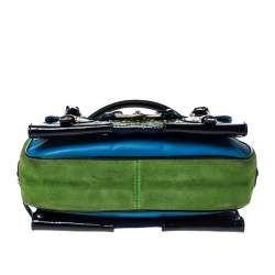 Pre Owned Versace Multicolor Suede and Patent Leather Lazer Cut Satchel