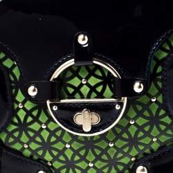 Pre Owned Versace Multicolor Suede and Patent Leather Lazer Cut Satchel