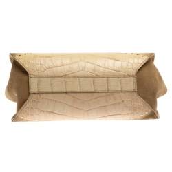 Pre Owned حقيبة كتف فيرساتشي حافة مرصعة جلد نقش تمساح كريمي