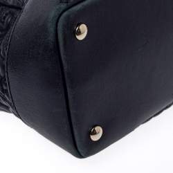 Pre Owned Versace Black Barocco Leather Altea Top Handle Bag