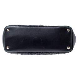 Pre Owned Versace Black Barocco Leather Altea Top Handle Bag