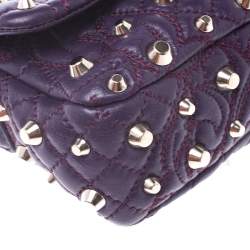 Pre Owned Versace Purple Leather Studded Tassel Vanitas Medea Shoulder Bag