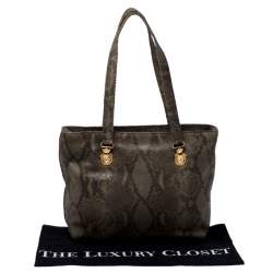 Versace Green Python Leather Tote 