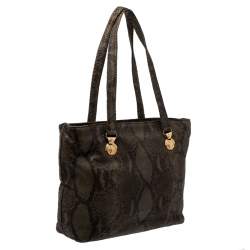 Versace Green Python Leather Tote 
