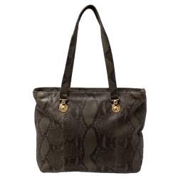Versace Green Python Leather Tote 