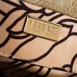 Versace Beige Rabbit Fur and Python Satchel