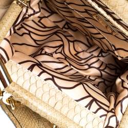Versace Beige Rabbit Fur and Python Satchel