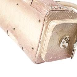 Pre Owned حقيبة فيرساتشي "سناب أوت أوف إيت" ساتشيل جلد ثعبان بيج ميتالك