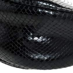 Versace Black Snakeskin Embossed Leather Metal Handle Hobo